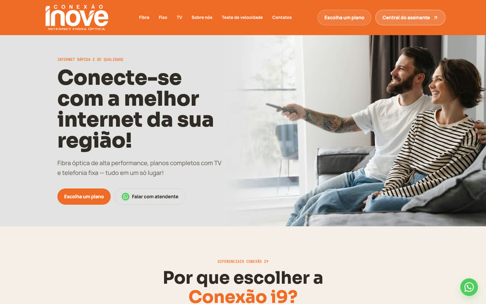 Página inicial do site Conexão i9