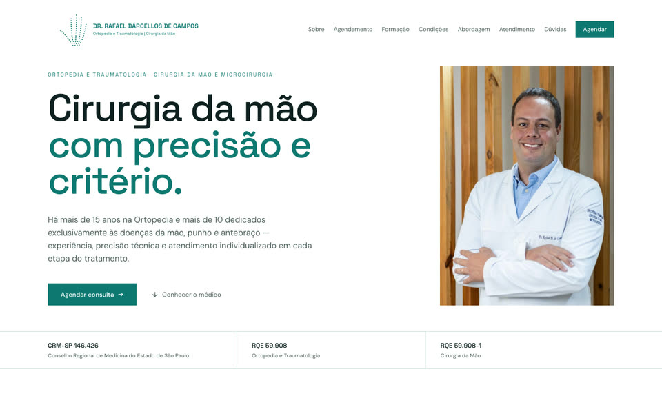 Página inicial do site Dr. Rafael Barcellos de Campos